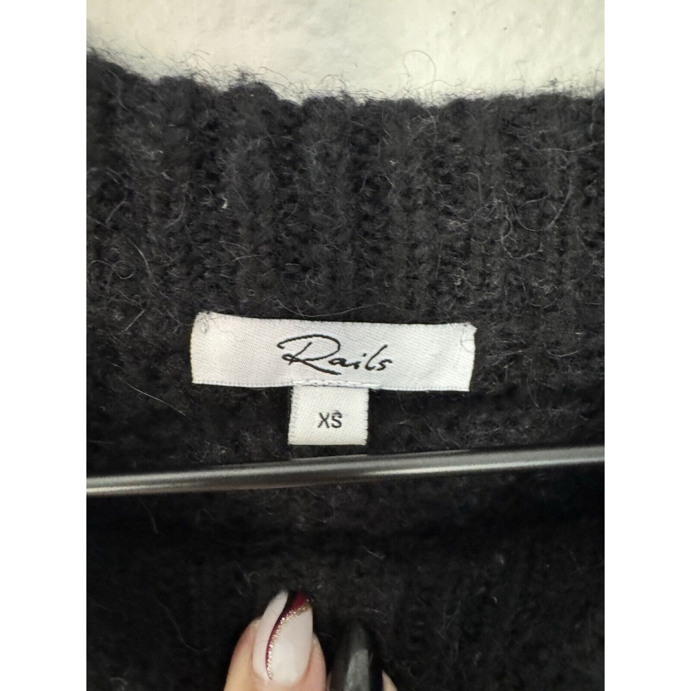 Rails Mara Black Wool-Alpaca Blend Textured Knit Sweater – XS - Picture 2 of 13